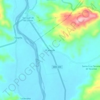 El Sepudo topographic map, elevation, terrain