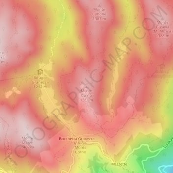 Monte Corno topographic map, elevation, terrain