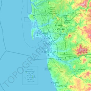 Coronado Cays topographic map, elevation, terrain