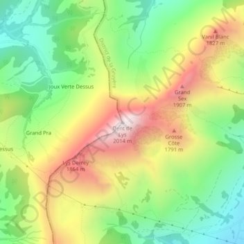 Dent de Lys topographic map, elevation, terrain