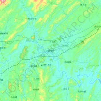 Longhui topographic map, elevation, terrain