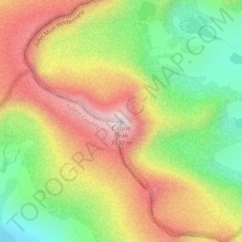 Cirque Peak topographic map, elevation, terrain