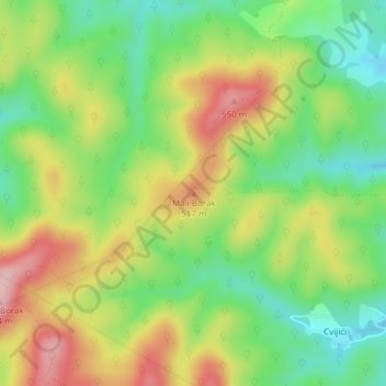Mali Borak topographic map, elevation, terrain