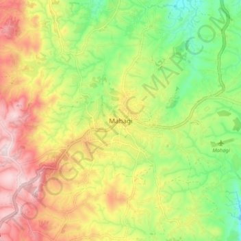 Mahagi topographic map, elevation, terrain