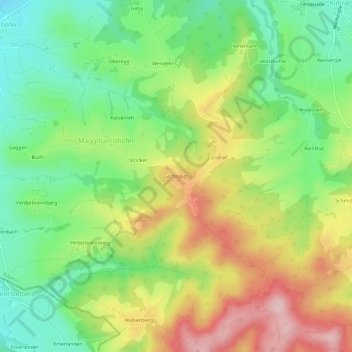 Gschnaidt topographic map, elevation, terrain