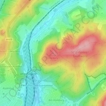 Großer Homburg topographic map, elevation, terrain