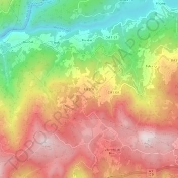 Escarei topographic map, elevation, terrain