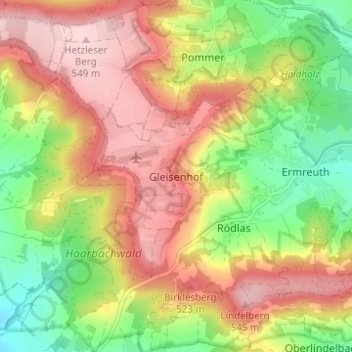 Gleisenhof topographic map, elevation, terrain