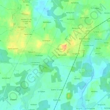 Kerimel topographic map, elevation, terrain
