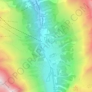 Zinal topographic map, elevation, terrain