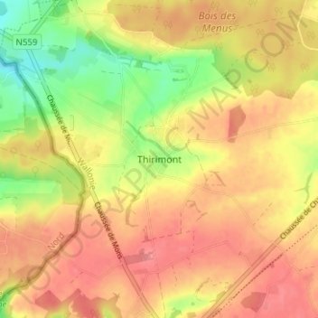 Thirimont topographic map, elevation, terrain