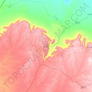 Nalut topographic map, elevation, terrain