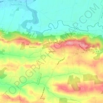 Tauziede topographic map, elevation, terrain