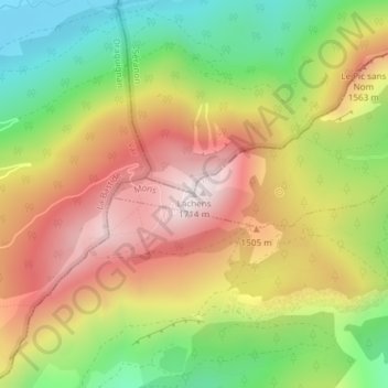 Lachens topographic map, elevation, terrain