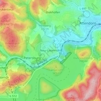 Neu-Listernohl topographic map, elevation, terrain
