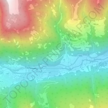 Termenago topographic map, elevation, terrain