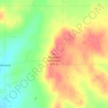 Slipdown Mountain topographic map, elevation, terrain