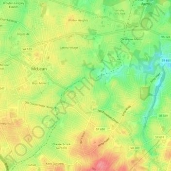 Brookhaven topographic map, elevation, terrain