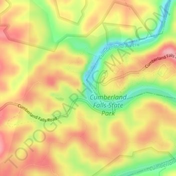 Cumberland Falls topographic map, elevation, terrain