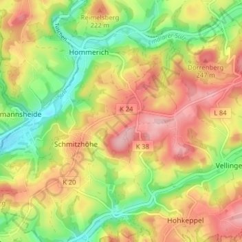 Bomerich topographic map, elevation, terrain