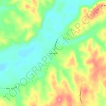 Shottsville topographic map, elevation, terrain