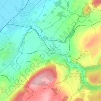 Cousset topographic map, elevation, terrain
