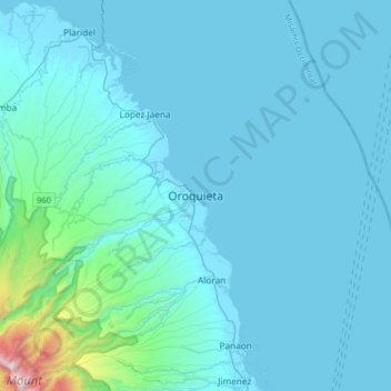 Oroquieta topographic map, elevation, terrain