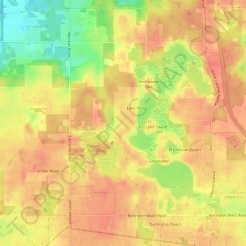 Roble Woods topographic map, elevation, terrain