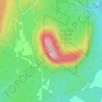 Mont Sugar Loaf topographic map, elevation, terrain
