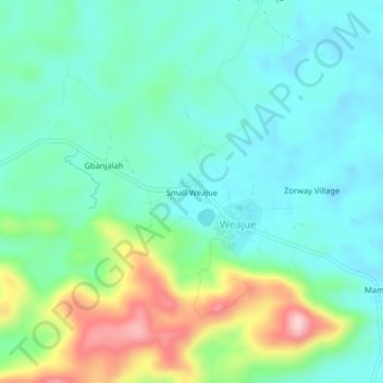Small Weajue topographic map, elevation, terrain