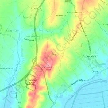 Torre topographic map, elevation, terrain