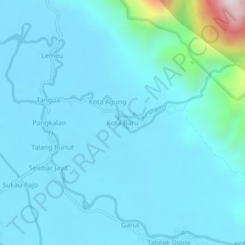Kota Baru topographic map, elevation, terrain
