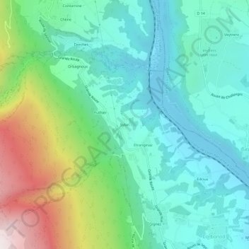 Sylan topographic map, elevation, terrain