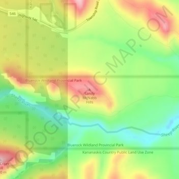 Sandy McNabb Hills topographic map, elevation, terrain