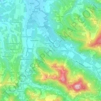 Olesi topographic map, elevation, terrain