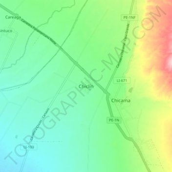 Chiclín topographic map, elevation, terrain