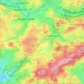 Sassenbach topographic map, elevation, terrain