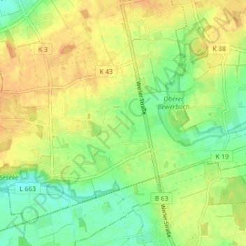 Osterflierich topographic map, elevation, terrain