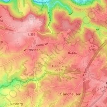 Altenbach topographic map, elevation, terrain