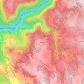 Candes topographic map, elevation, terrain