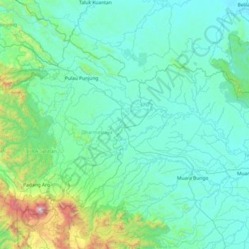 Sungai Rumbai topographic map, elevation, terrain