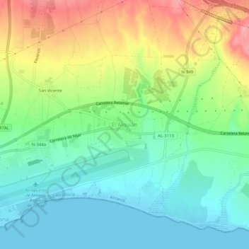 El Alquián topographic map, elevation, terrain