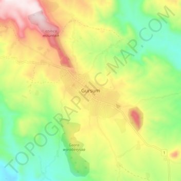 Gursum topographic map, elevation, terrain