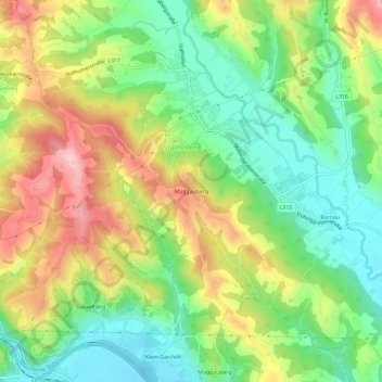 Muggauberg topographic map, elevation, terrain