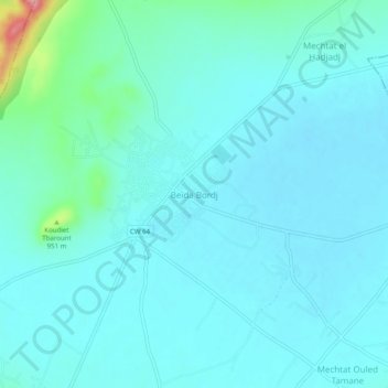Beïda Bordj topographic map, elevation, terrain