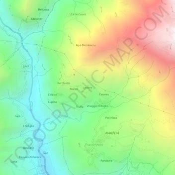 Lassere topographic map, elevation, terrain