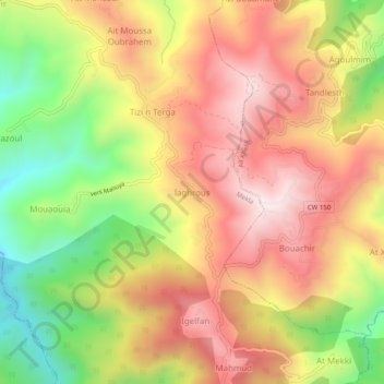 Laghrous topographic map, elevation, terrain