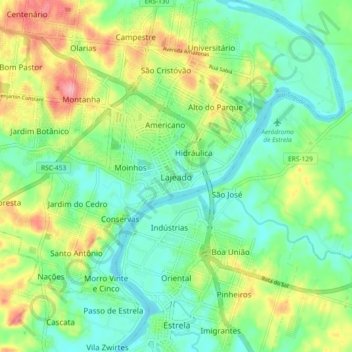 Lajeado topographic map, elevation, terrain