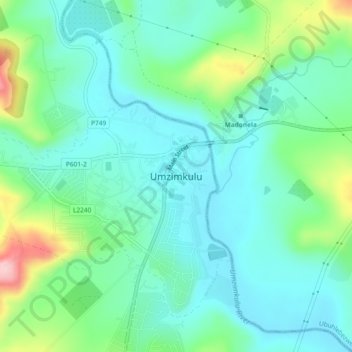 Umzimkulu topographic map, elevation, terrain