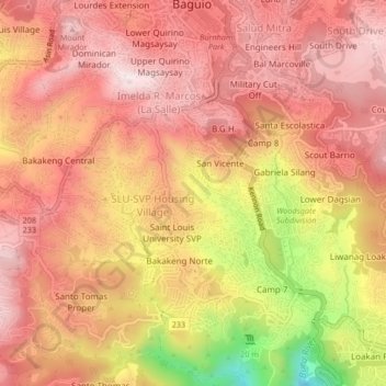 Bakakeng Norte topographic map, elevation, terrain